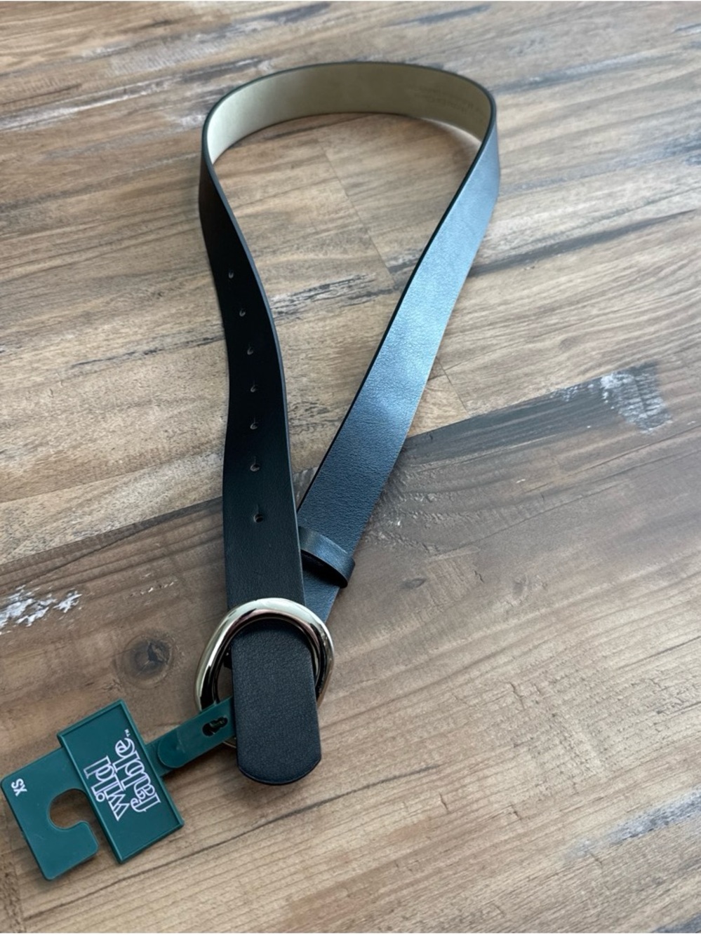Black Women's Belt with Silver Ring Buckle